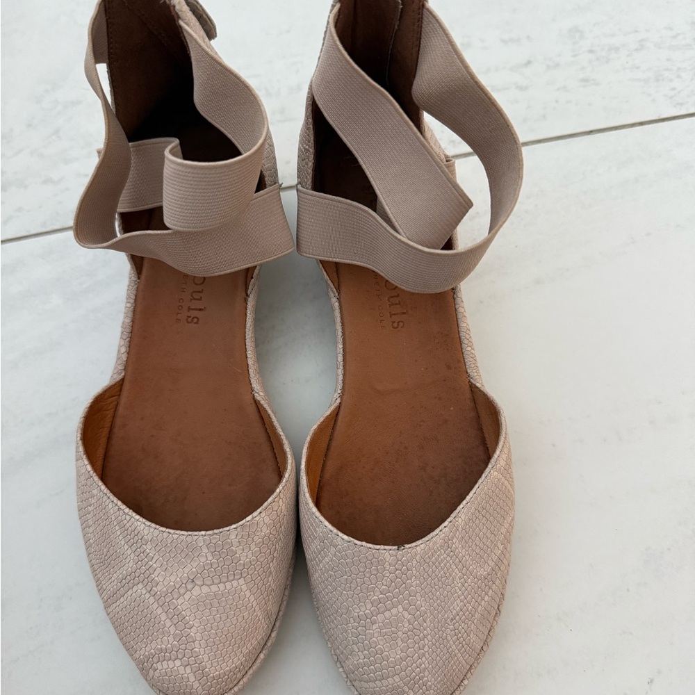 Women's Beige Ankle-Wrap Flats